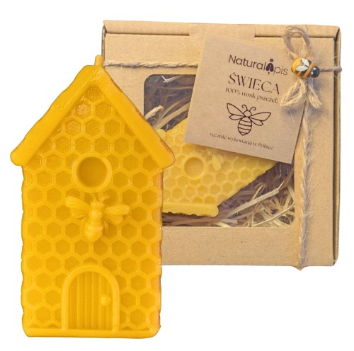 Świeca DOMEK PSZCZOŁA 100% Wosk Pszczeli Naturalna EKO Prezent 12h