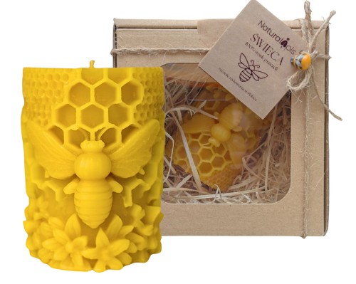 Świeca WALEC PSZCZOŁA 100% Wosk Pszczeli Naturalna EKO Prezent 20h