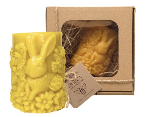 Świeca WALEC ZAJĄC 100% Wosk Pszczeli Naturalna EKO Prezent 21h 175g