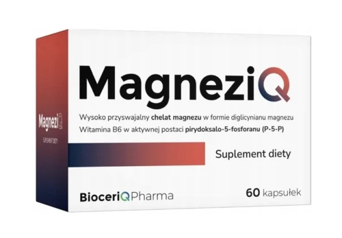MagneziQ WYSOKOPRZYSWAJALNY MAGNEZ + AKTYWNA WITAMINA B6 60kapsułek BioceriQ