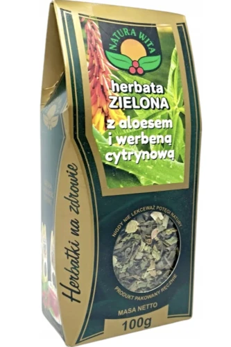 HERBATA ZIELONA Z ALOESEM I WERBENĄ CYTRYNOWĄ 100g NATURA WITA