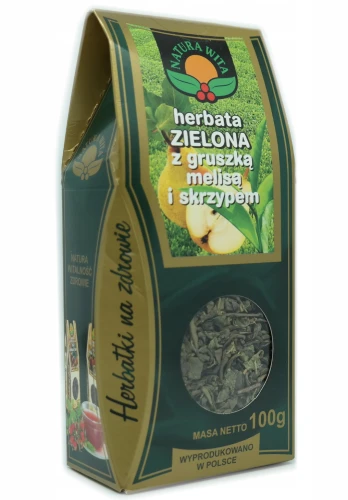 HERBATA ZIELONA Z GRUSZKĄ, MELISĄ I SKRZYPEM 100g NATURA WITA