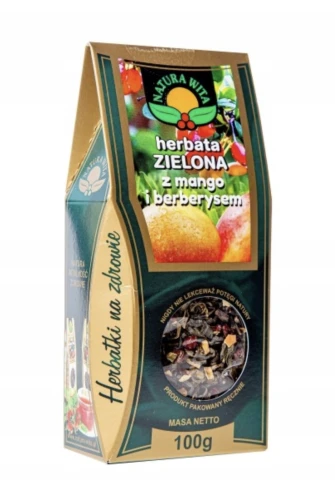 HERBATA ZIELONA Z OWOCEM MANGO I OWOCEM BERBERYSU 100g NATURA WITA