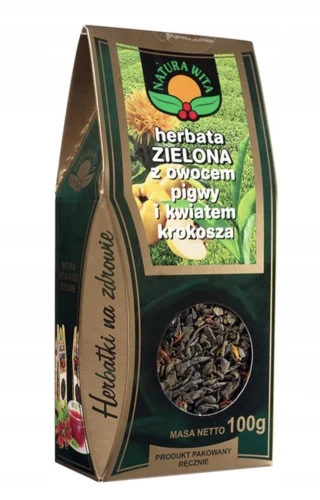 HERB. ZIELONA Z OWOCEM PIGWY I KWIATEM KROKOSZA 100g NATURA WITA