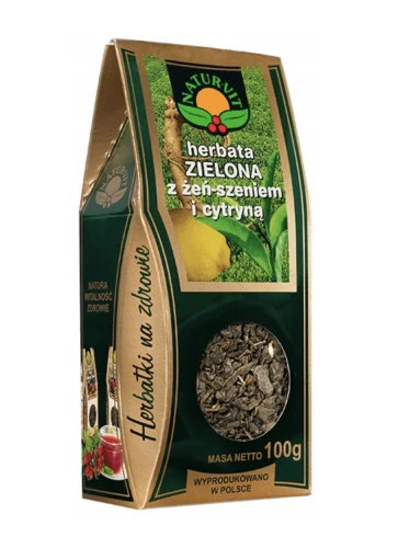 HERBATA ZIELONA Z ŻEŃSZENIEM I CYTRYNĄ 100g NATURA WITA