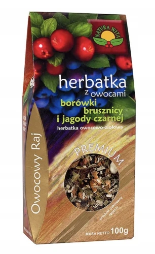 HERBATA Z OWOCAMI BORÓWKI BRUSZNICY I J AGODY CZARNEJ 100g NATURA WITA