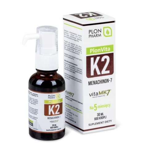 WITAMINA K2 MK7 100 µg WSPARCIE KOŚCI I UKŁADU KRĄŻENIA 30ml Plon Pharm