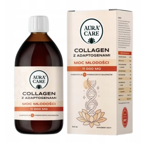 Aura Care Collagen Moc Młodości KOLAGEN Z ADAPTOGENAMI – WSPARCIE MŁODOŚCI, REGENERACJI I RÓWNOWAGI 500ml