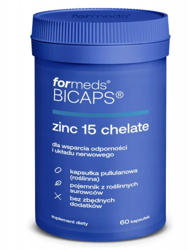 FORMEDS BICAPS ZINC 15 CHELATE WSPARCIE SKÓRY WŁOSÓW I PAZNOKCI 60 KAPSUŁEK