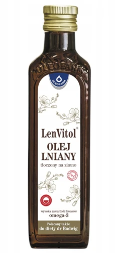 Olej lniany 250 ml LENVITOL TŁOCZONY NA ZIMNO Oleofarm