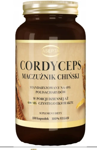 Cordyceps Maczużnik Chiński 600 mg – 100 kapsułek  Asepta