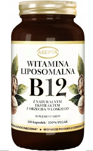 Witamina B12 Z EKSTRAKTEM Z ORZECHA WŁOSKIEGO 210 kapsułek Asepta