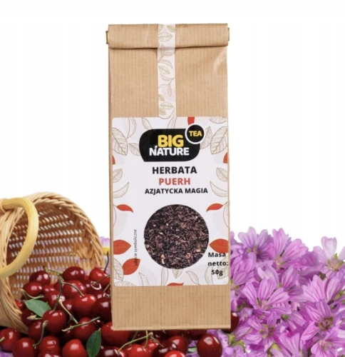 Herbata czerwona PUERH AZJATYCKA MAGIA - wiśnia, płatki róży 50g