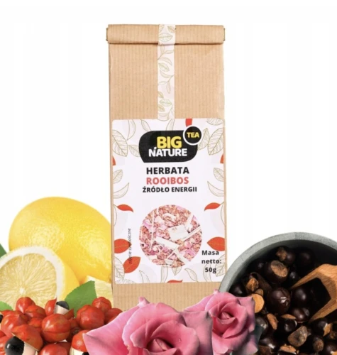 Herbata ROOIBOS ŻRÓDŁO ENERGII pomarańcza, guarana, trawa cytrynowa 50g
