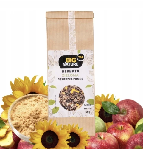 Herbata zielona SĄSIEDZKA POMOC imbir, jabłko, słonecznik 50g