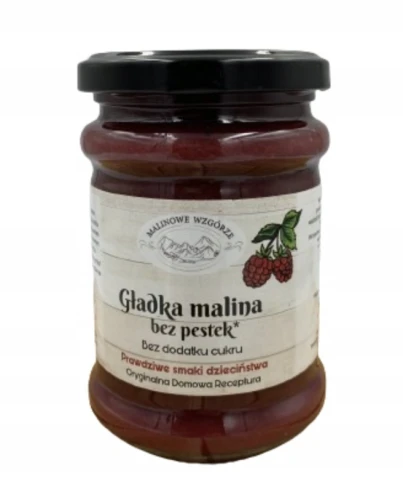 Dżem GŁADKA MALINA BEZ PESTEK Bez Cukru 270 g 97% Owoców
