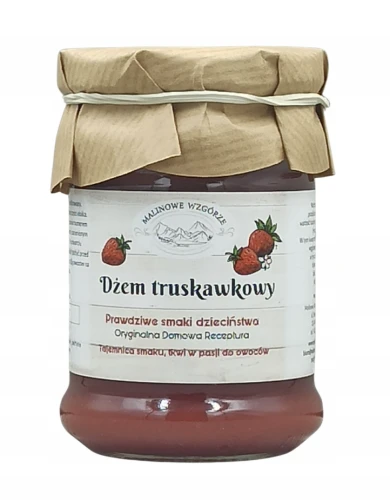 Malinowe Wzgórze Dżem Truskawkowy Niskosłodzony 270 g Truskawki 85% Owoców