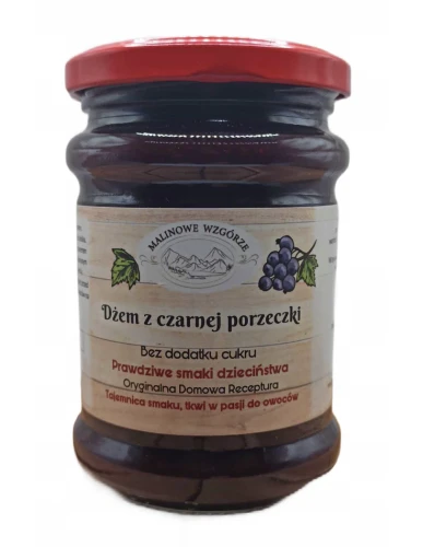 Malinowe Wzgórze Dżem z Czarnej Porzeczki Bez Cukru 270 g 97% Owoców Naturalny