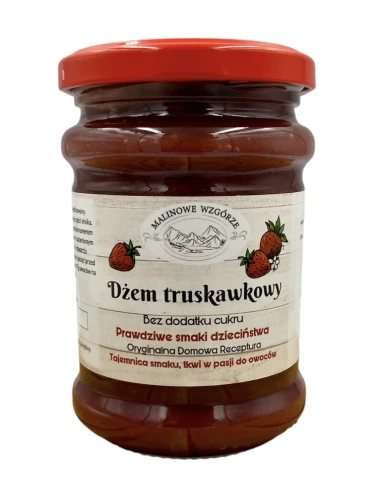 Malinowe Wzgórze Dżem Truskawkowy Bez Cukru 270 g 97% Owoców Niskokaloryczny