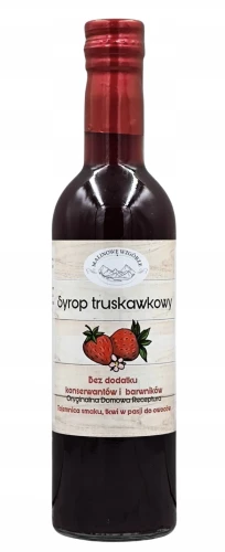 Malinowe Wzgórze Syrop Truskawkowy 375 ml Naturalny Syrop do Herbaty Napojów i Deserów
