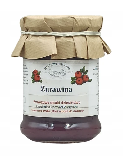 Malinowe Wzgórze Dżem z Żurawiny 270 g Niskosłodzony 85% Owoców Naturalny Dżem