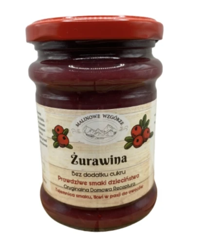 Malinowe Wzgórze Dżem z Żurawiny Bez Cukru 270 g 97% Owoców Naturalny