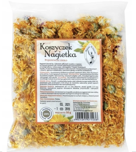 Herbarium Św. Franciszka Koszyczek Nagietka 50 g Nagietek Lekarski Zioła Suszone