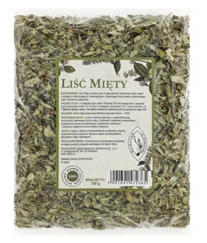 Herbarium Św. Franciszka Liść Mięty Pieprzowej 100 g Zioła Suszone Napar Mięta