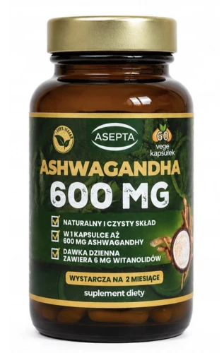 Ashwagandha NA STRES KONCENTRACJE I SEN 60 kapsułek Asepta