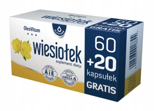 Oleofarm Wiesiołek NA ZDROWĄ SKÓRĘ I OCHRONĘ KOMÓREK 80 kapsułek