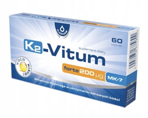 Oleofarm K2-Vitum Forte 200 µg MK-7 NA ZDROWE KOŚCI 60 kapsułek