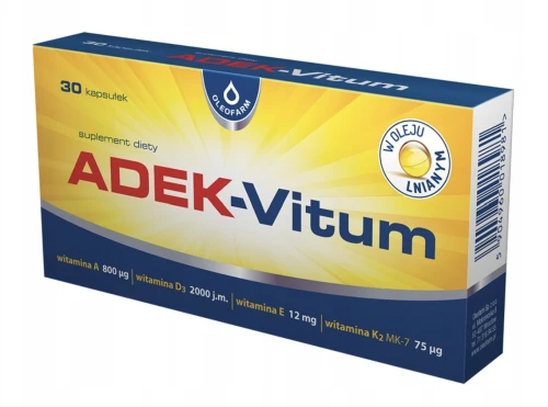Oleofarm ADEK-Vitum WITAMINY ADEK NA ODPORNOŚĆ I KOŚCI 30 kapsułek