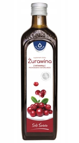 Sok Żurawinowy z WITAMINĄ C BEZ DODATKU CUKRU 490 ml