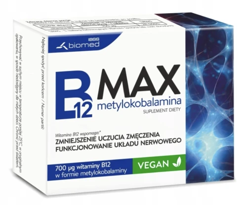 B12 Max Metylokobalamina 700 µg NA ENERGIĘ I UKŁAD NERWOWY 60 tabl.