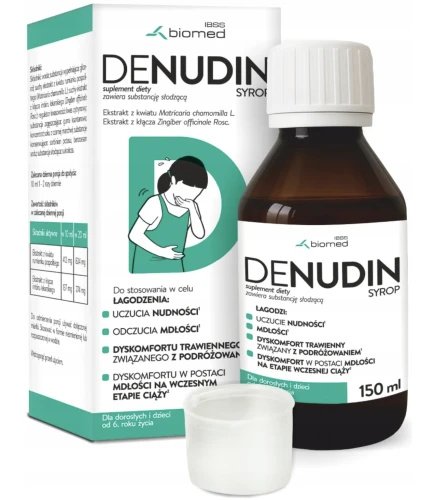 Denudin Syrop NA NUDNOŚCI I MDŁOŚCI Imbir + Rumianek 150 ml