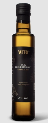 Vito Olej Słonecznikowy NIERAFINOWANY DO SAŁATEK I DAŃ 250 ml