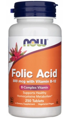 NOW FOODS KWAS FOLIOWY + B12 250 TAB. – NA CIĄŻĘ I KRWIOTWORZENIE