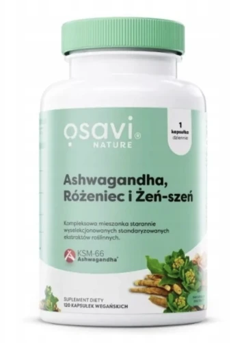 OSAVI ASHWAGANDHA KSM-66 60 KAPS. – NA STRES, ENERGIĘ I WITALNOŚĆ
