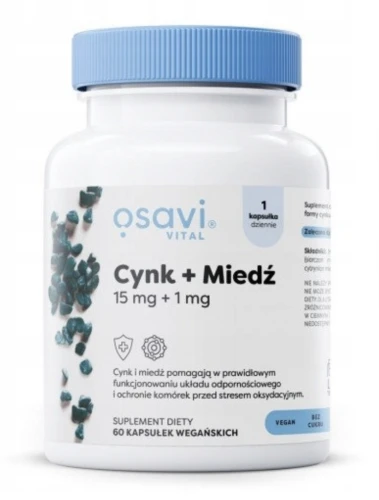 OSAVI CYNK + MIEDŹ 15 MG + 1 MG 60 KAPS. – NA ODPORNOŚĆ