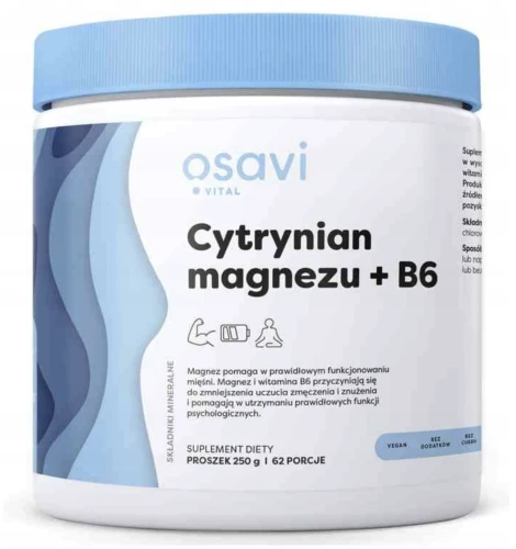 OSAVI CYTRYNIAN MAGNEZU 400 MG + B6 8 MG 250 G – NA NERWY I MIĘŚNIE