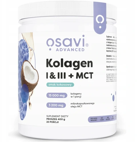 OSAVI KOLAGEN TYP I I III + MCT 400 G KOKOS – NA SKÓRĘ I ENERGIĘ