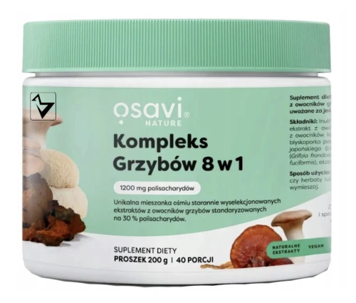 OSAVI KOMPLEKS GRZYBÓW 8 W 1 200 G – SOPLÓWKA, REISHI, CORDYCEPS