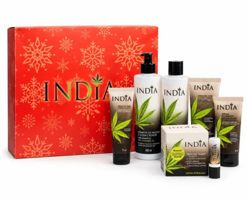 ZESTAW ŚWIĄTECZNY INDIA COSMETICS 7 KOSMETYKÓW KONOPNYCH