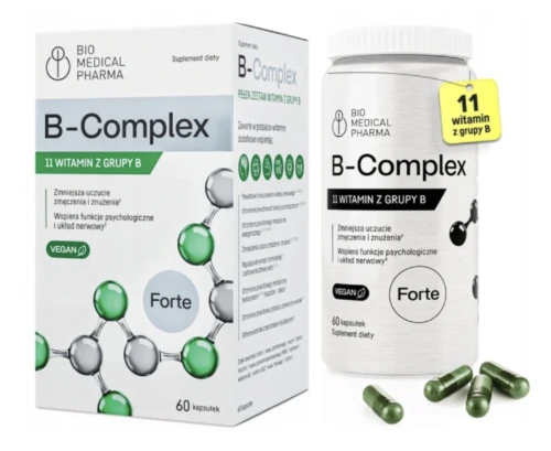 BIO MEDICAL PHARMA B-COMPLEX FORTE – WITAMINY B NA ZMĘCZENIE, 60 KAPSUŁEK