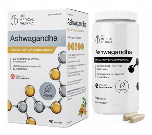 BIO MEDICAL PHARMA ASHWAGANDHA KSM-66 200 MG – STRES, RELAKS, 90 KAPSUŁEK