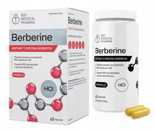 BIO MEDICAL PHARMA BERBERYNA HCL 490 MG – EKSTRAKT Z BERBERYSU, 60 KAPSUŁEK
