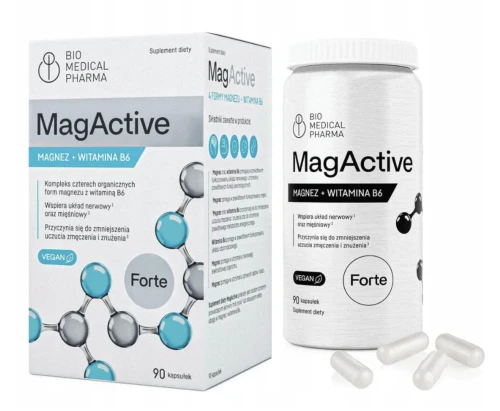 BIO MEDICAL PHARMA MAGACTIVE MAGNEZ 4 FORMY + B6 – MIĘŚNIE, UKŁAD NERWOWY